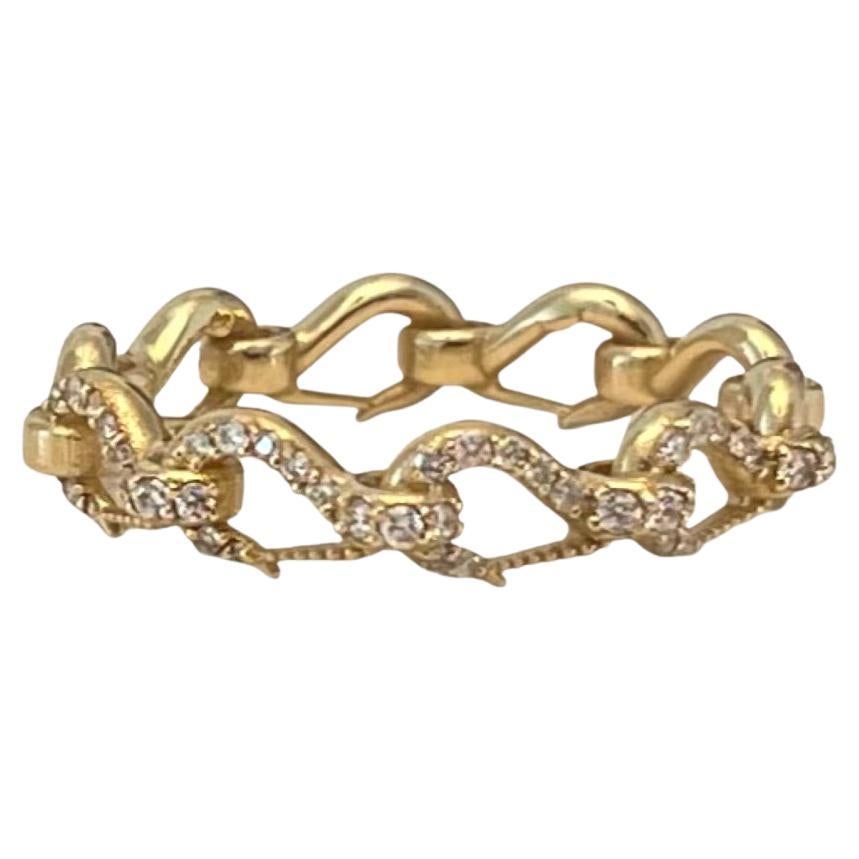 For Sale:  Grunfeld Link 14k Yellow Gold and Diamond Ring