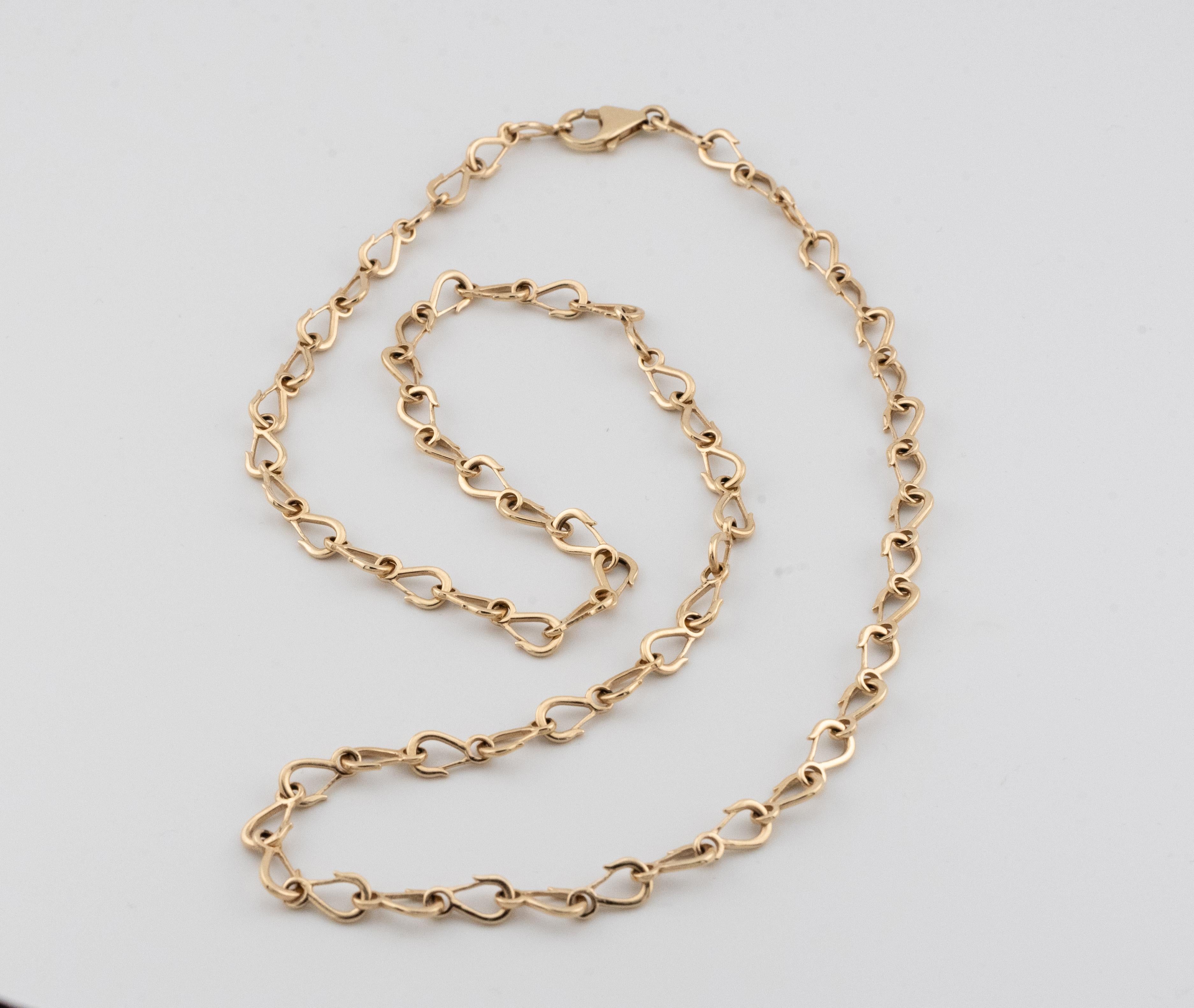 Artisan Grunfeld Link 14k Yellow Gold Necklace For Sale