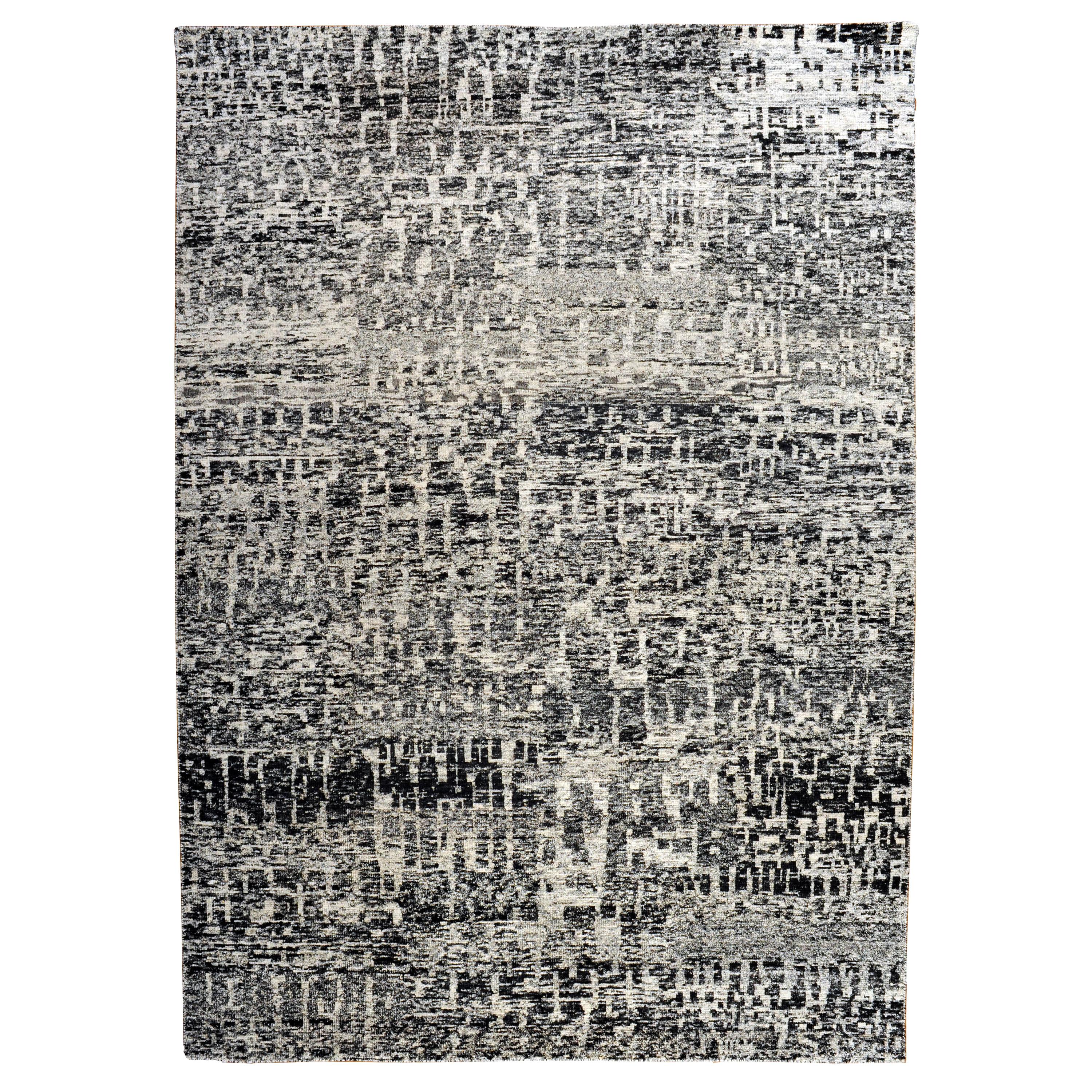 Grunge Black and Silver Area Rug