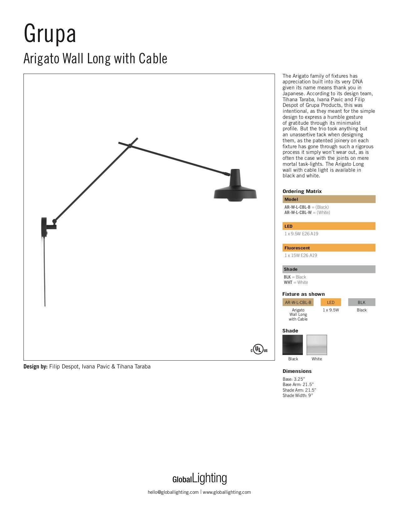 GRUPA Arigato XL Black Lamp w/ Cable, Filip Despot, Ivana Pavic & Tihana Taraba im Zustand „Neu“ im Angebot in Yonkers, NY