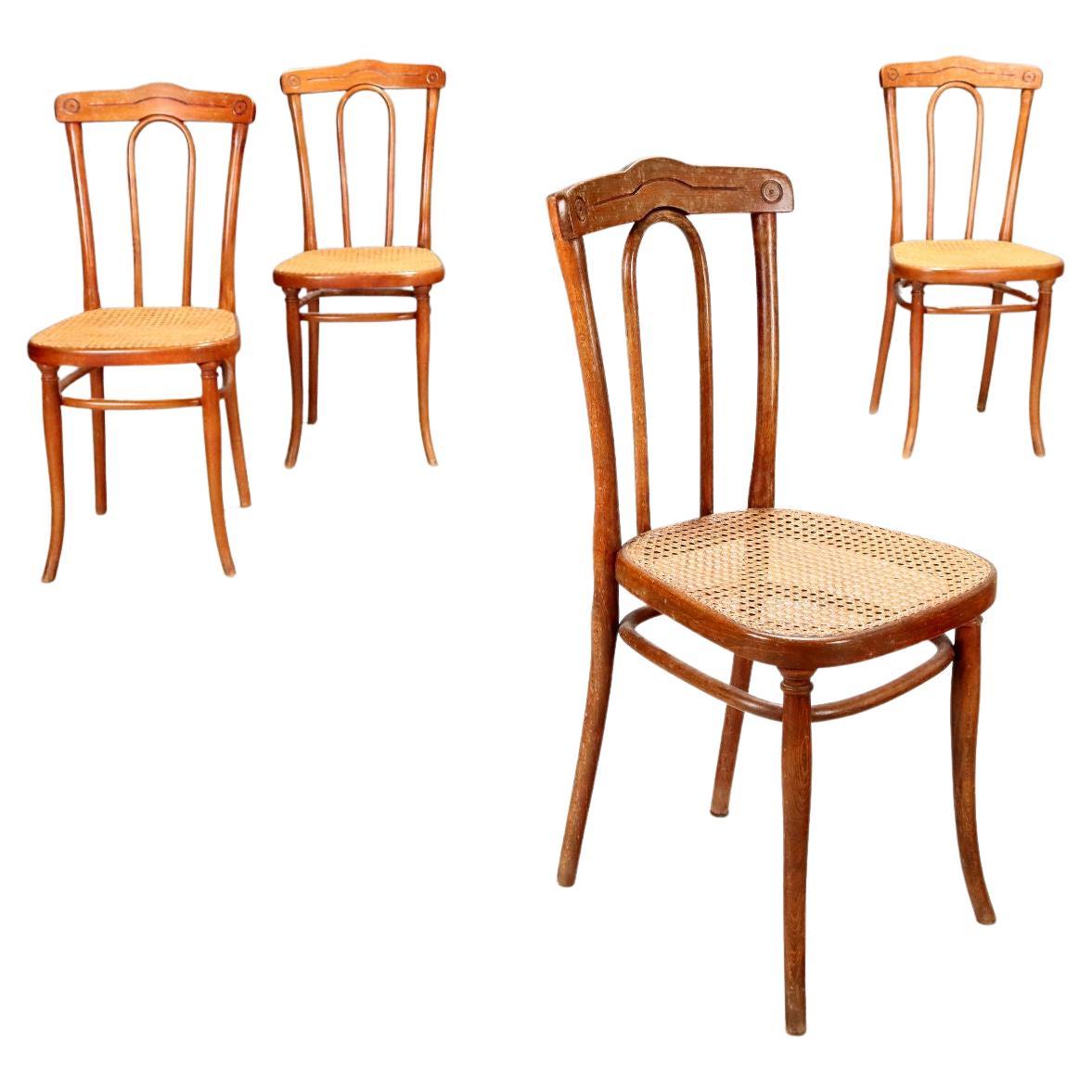 Grupo de 4 sillas Thonet de haya Austria Finales del siglo XIX