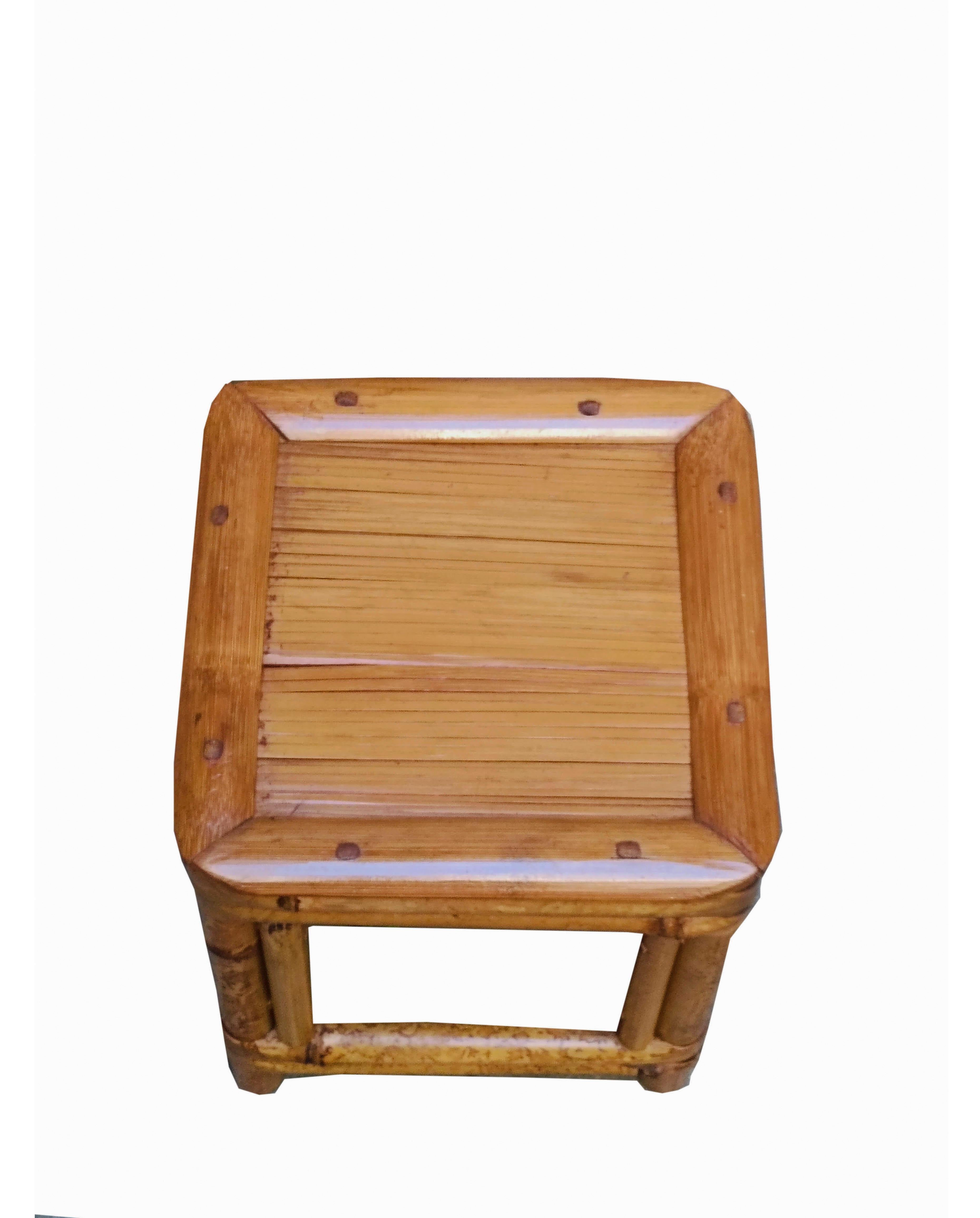 Bamboo Group of Three Small Tables in Rattan and Midollino, Italy 1960s For Sale