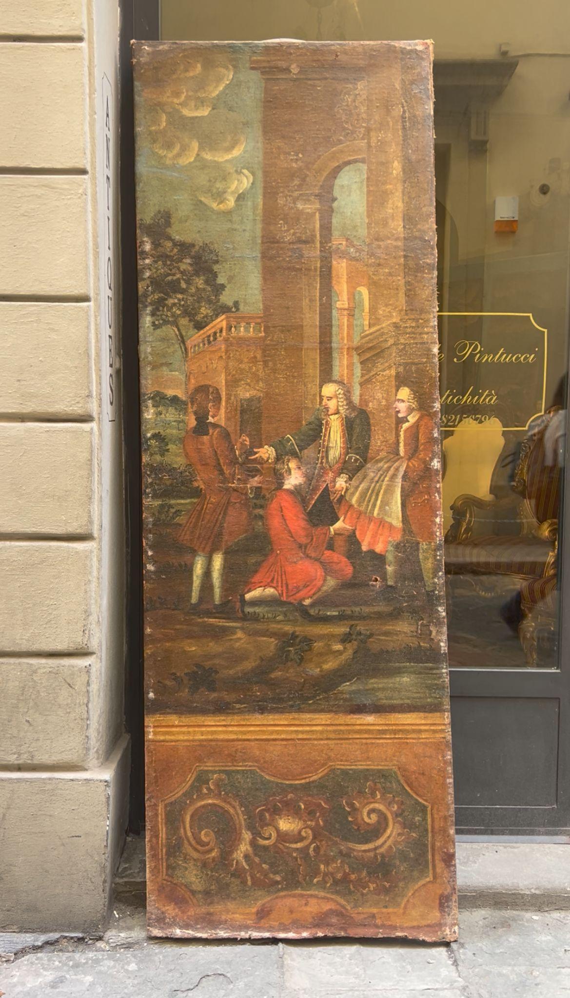 Paint Group of five panels 18th century, Veneto