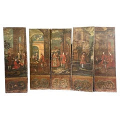 Group of five panels 18th century, Veneto