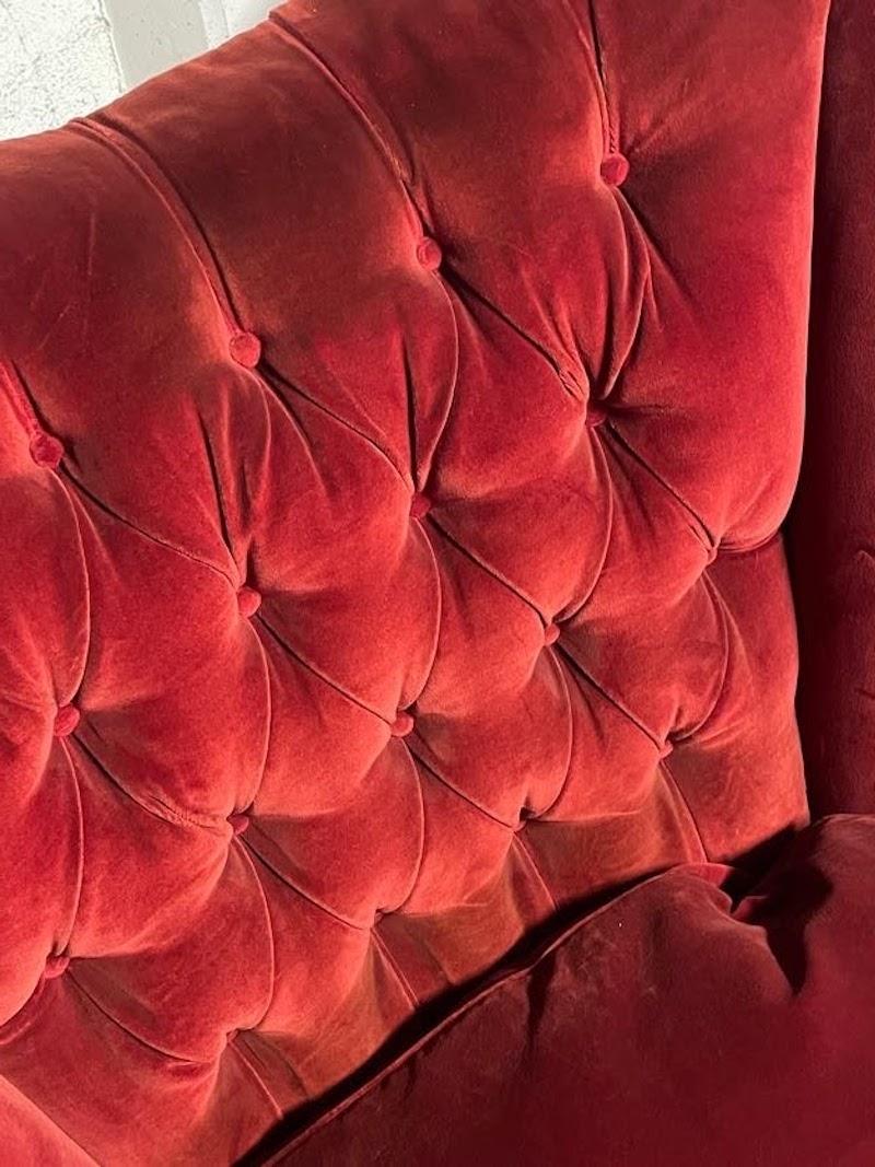 Group of red velvet armchairs from the 1950s For Sale 8
