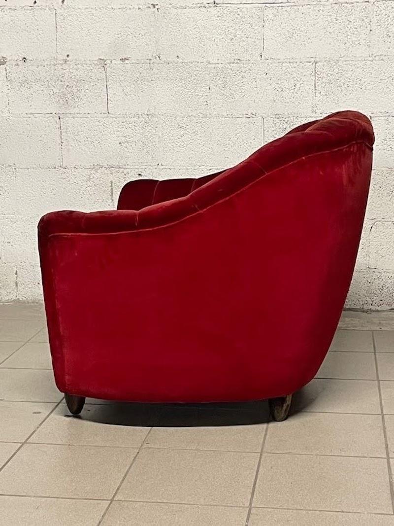 Group of red velvet armchairs from the 1950s For Sale 9
