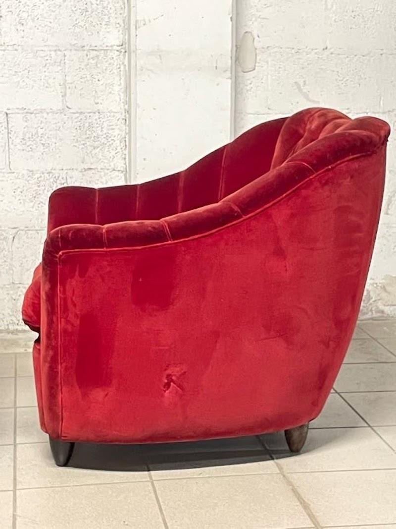 Mid-Century Modern Group of red velvet armchairs from the 1950s For Sale