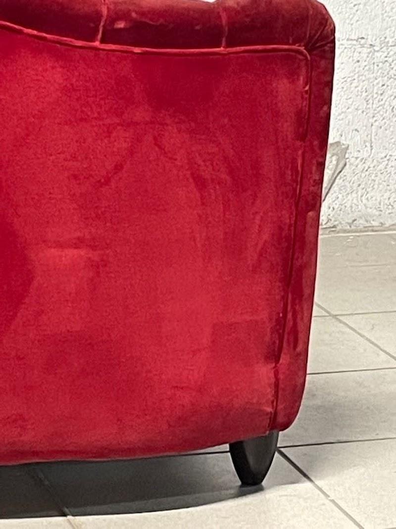 Group of red velvet armchairs from the 1950s In Good Condition For Sale In SAN PIETRO MOSEZZO, NO