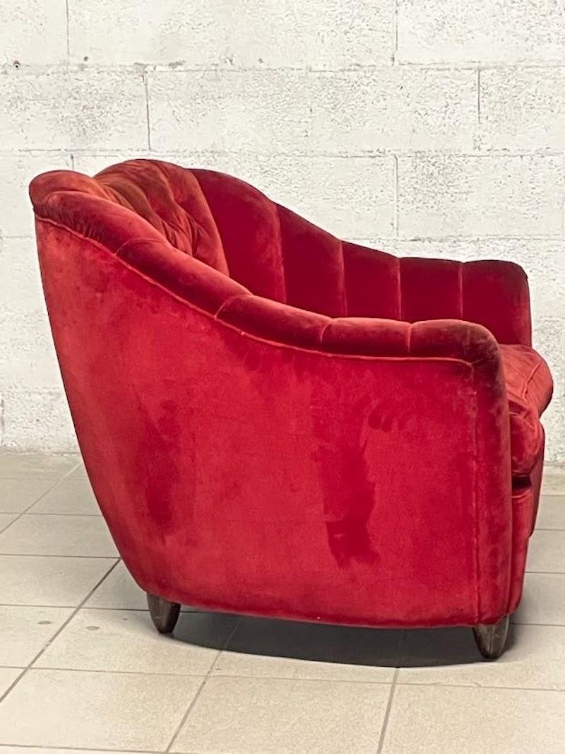 Group of red velvet armchairs from the 1950s For Sale 2