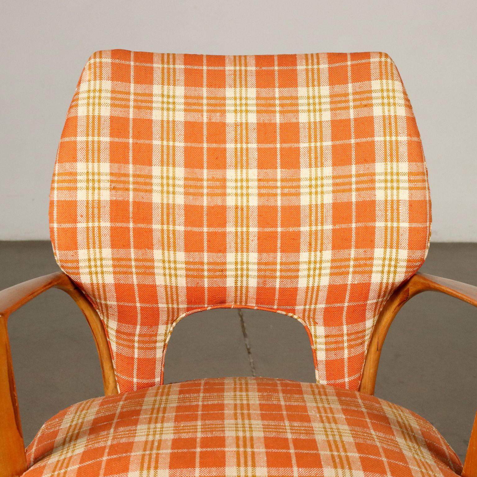 Italian Gruppo di quattro sedie con braccioli Anni 50 For Sale