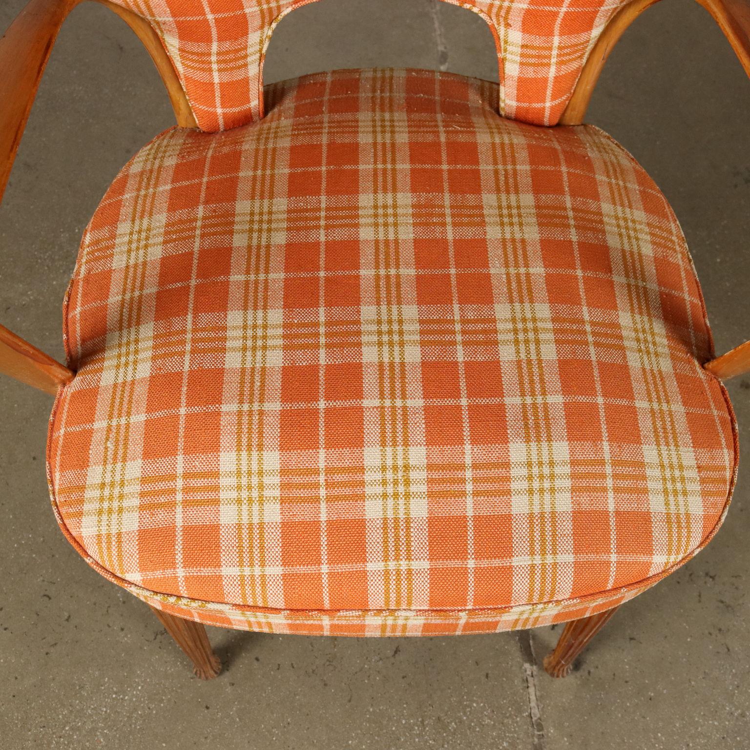 Tissu Groupe de quatre chaises avec accoudoirs 1950 en vente