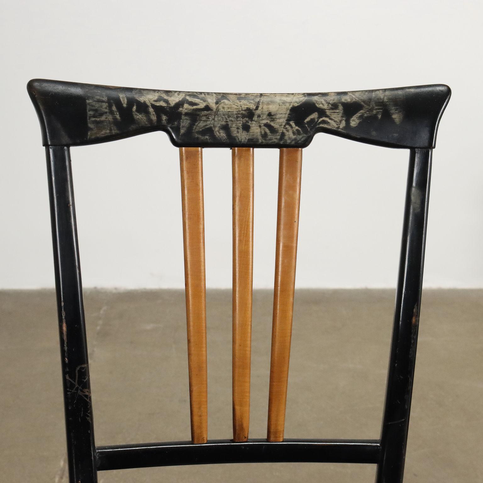 Groupe de six chaises des années 1950 Bon état - En vente à Milano, IT