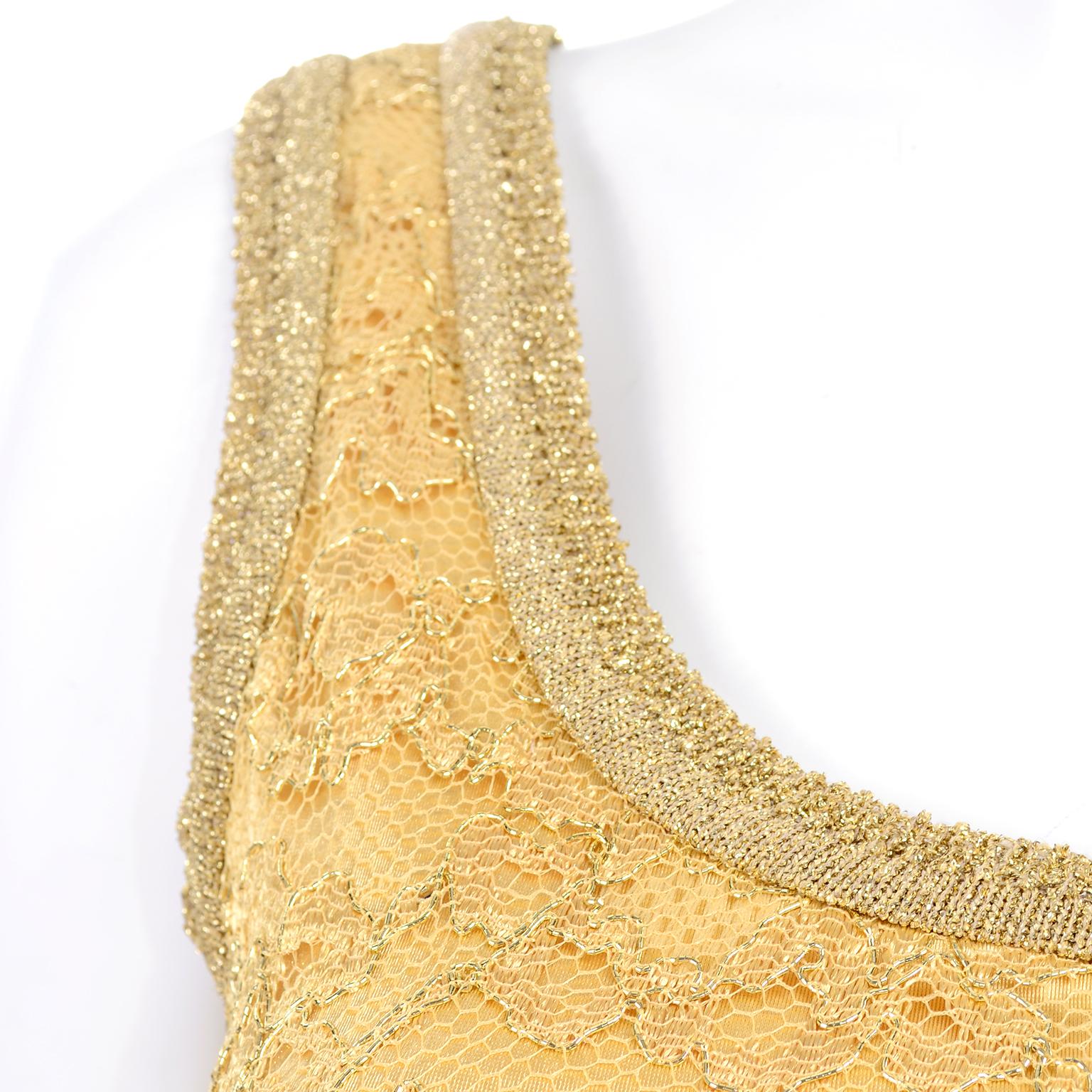 Women's Bergdorf Goodman Gold Stretch Lace Designer Bodycon Mini Dress Gruppo GFT For Sale