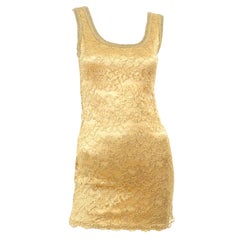 Bergdorf Goodman Gold Stretch-Spitzen-Designer-Bodycon-Minikleid Gruppo GFT