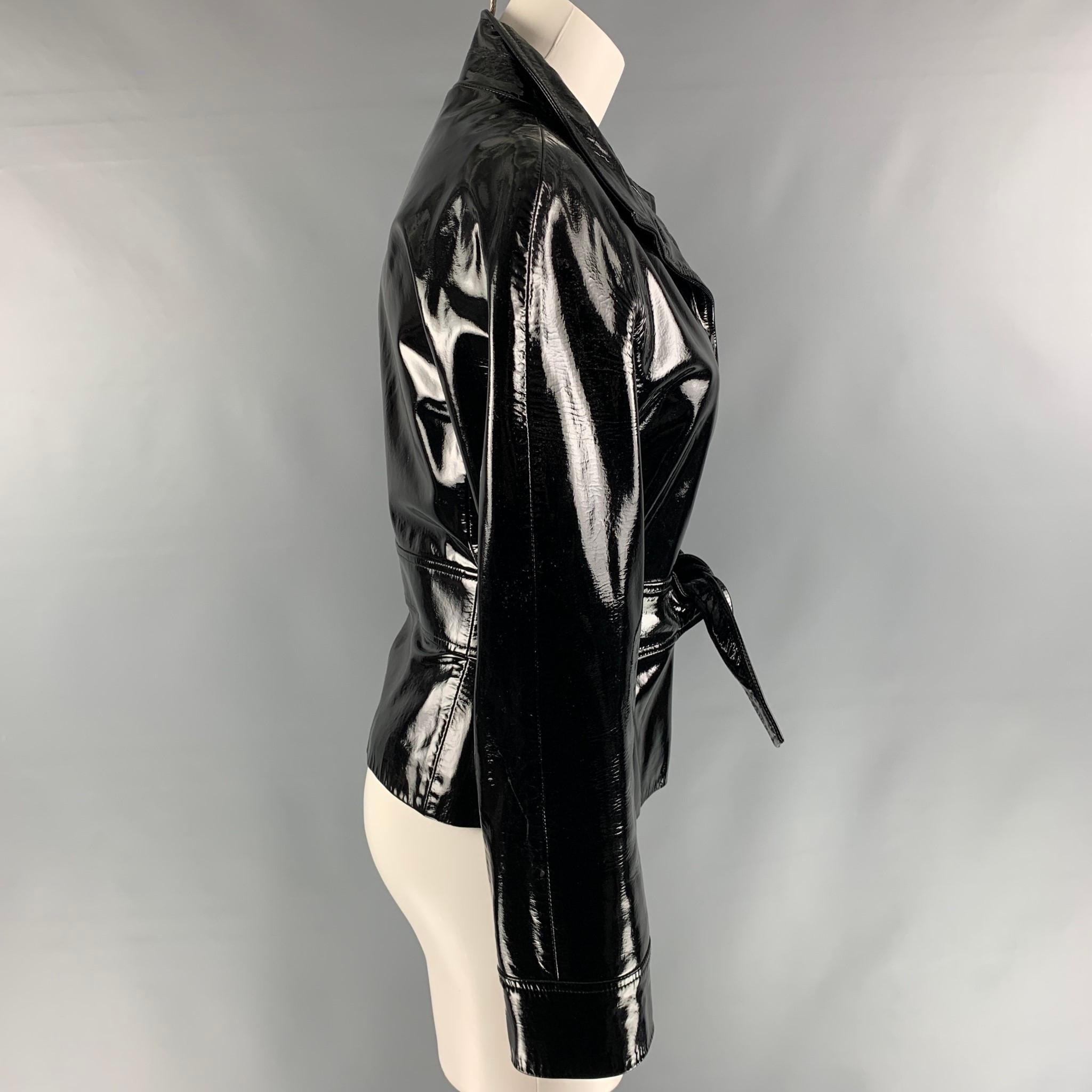 GRUPPO GFT Size 8 Black Goat Belted Jacket In Excellent Condition In San Francisco, CA