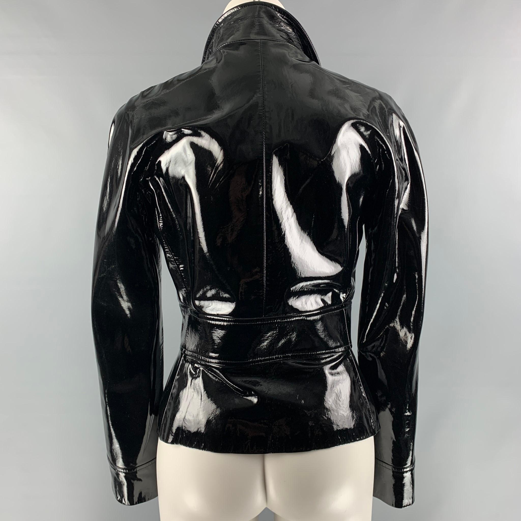 Women's GRUPPO GFT Size 8 Black Goat Belted Jacket