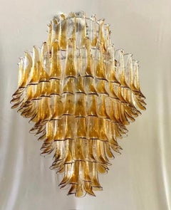 Gruppo Luce made by La Murrina Round Amber Color Chandelier and Pendant, 2000