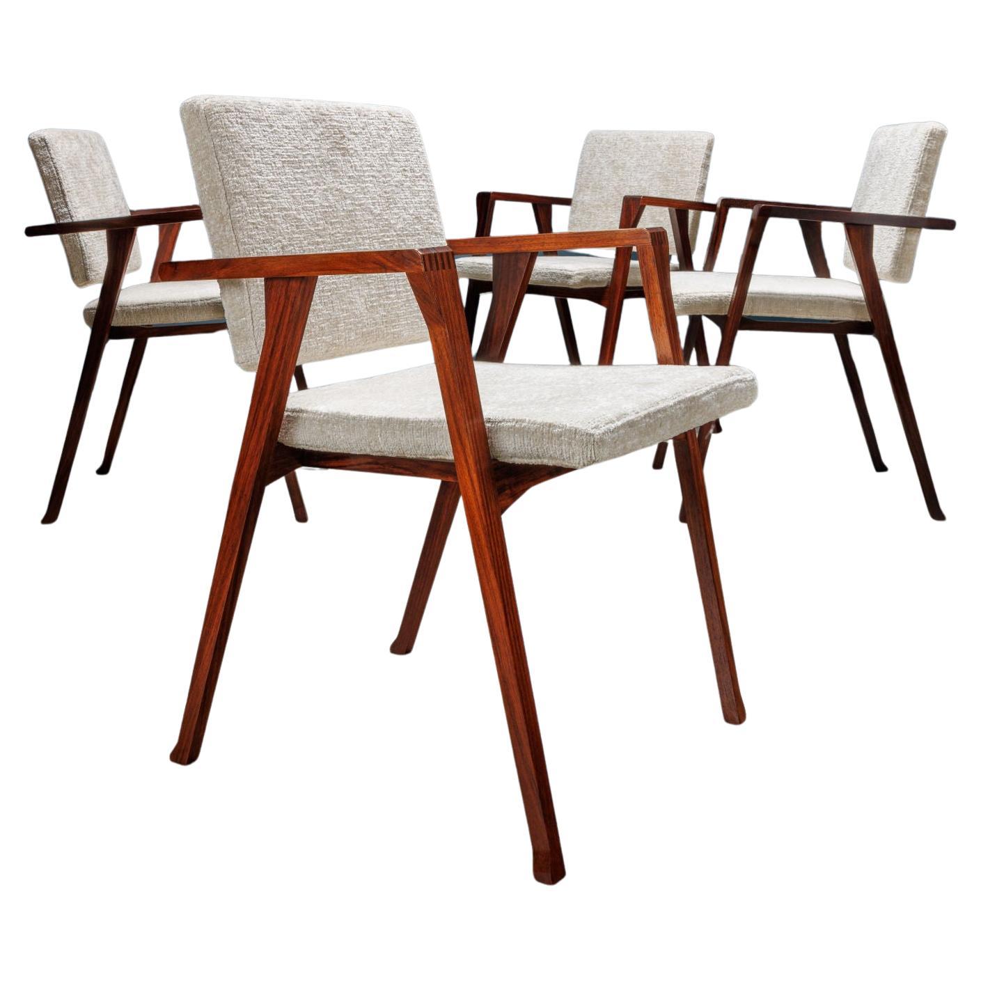 Gruppo quattro sedie 'Luisa' Franco Albini per Poggi 1950s For Sale