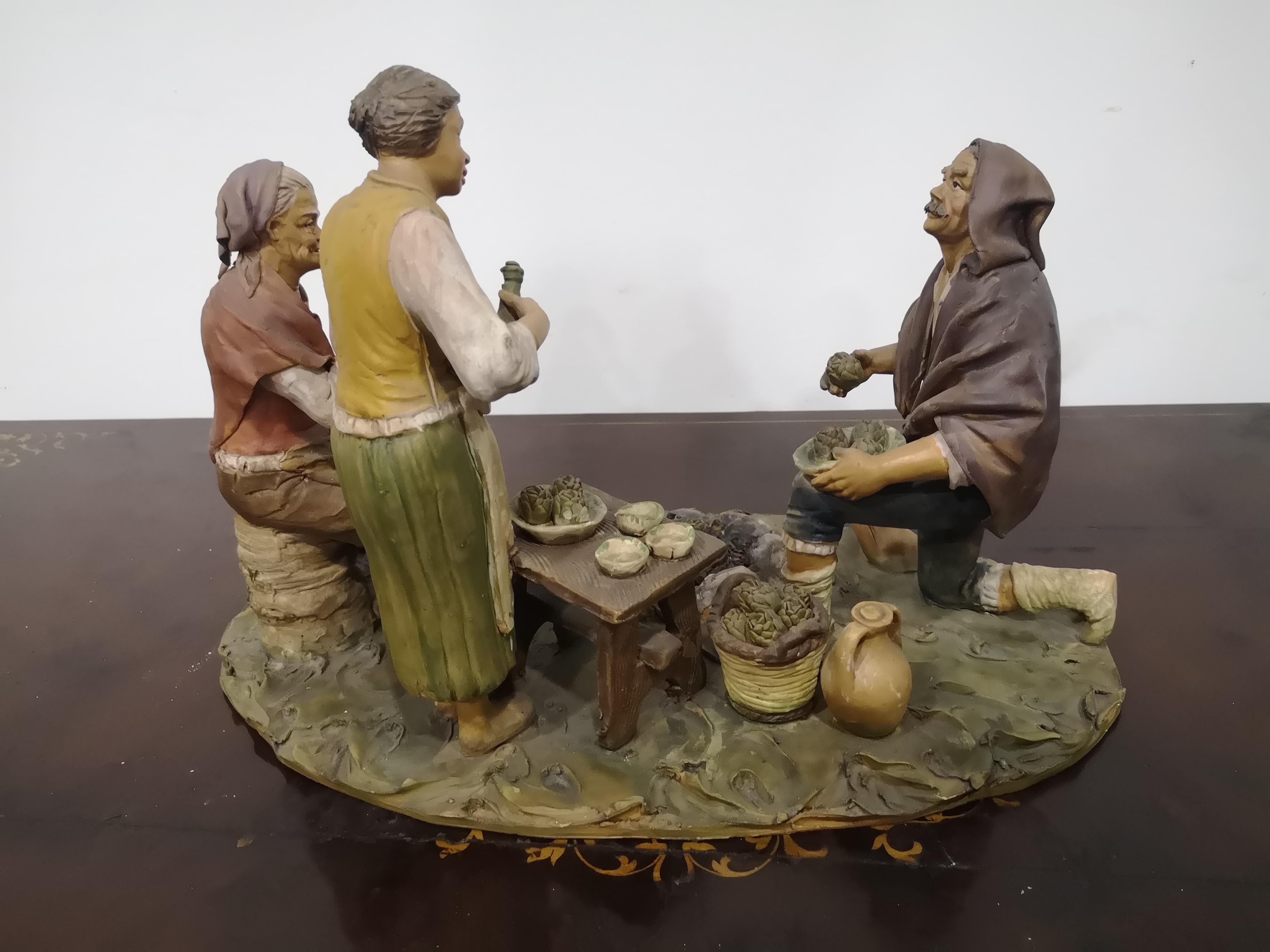 Terre cuite Gruppo scultoreo di terracotta di Caltagirone - Romano - années 60 en vente