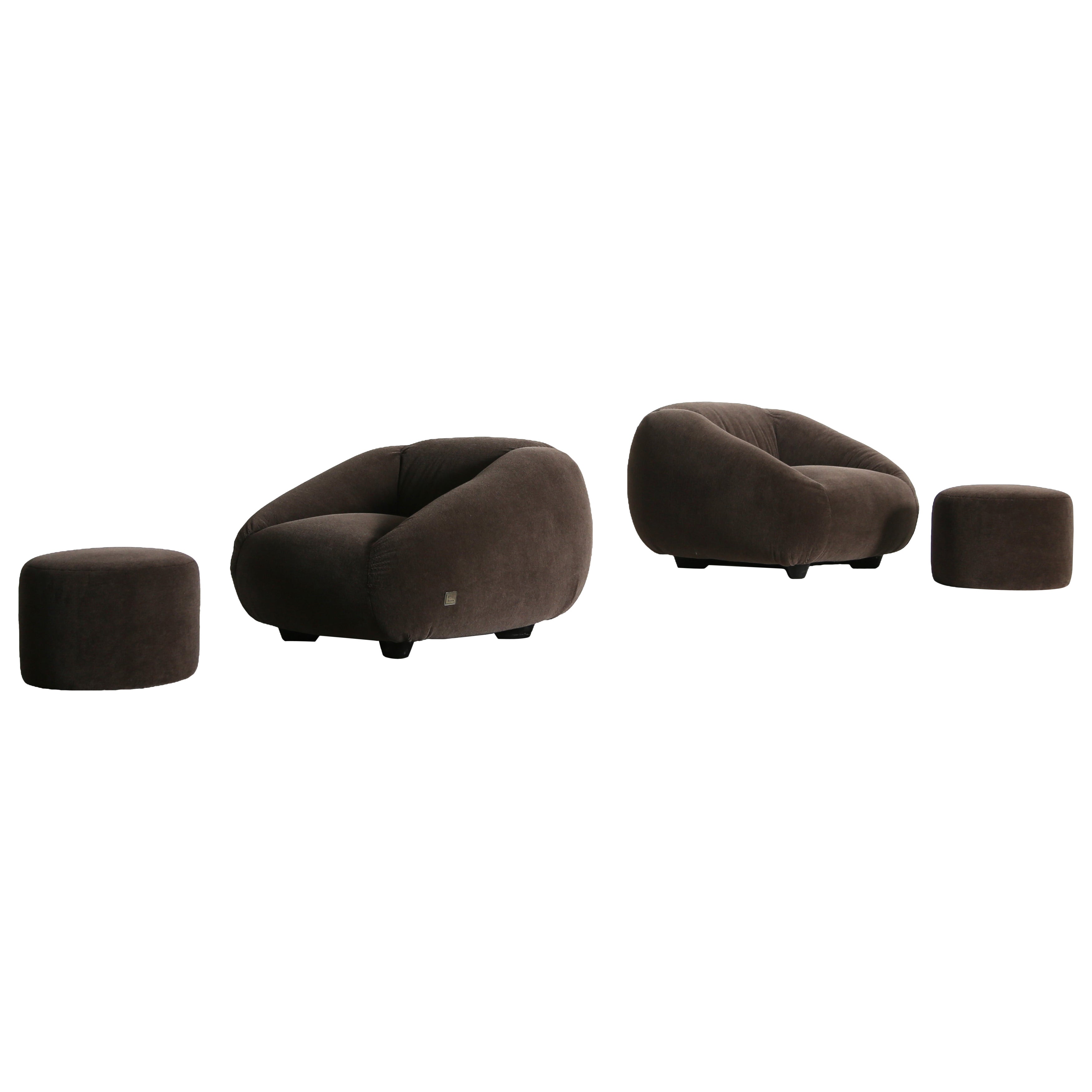 Chaises et ottomans AT&T, Italie, années 1970, Studio G14 en vente