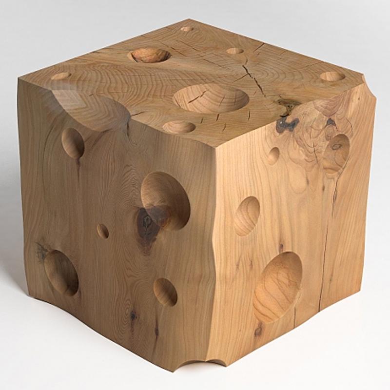 Italian Gruyère Stool in Natural Solid Cedar Wood