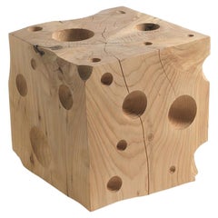 Gruyère Stool in Natural Solid Cedar Wood