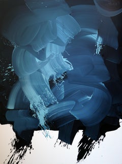 Peinture à l'huile au format XXL, Blue 1, Série Blobs - Expression colorée