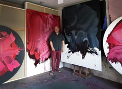 Blau-Schwarz - Serie Blobs - Farbenfroher Ausdruck, XXL Format Ölgemälde