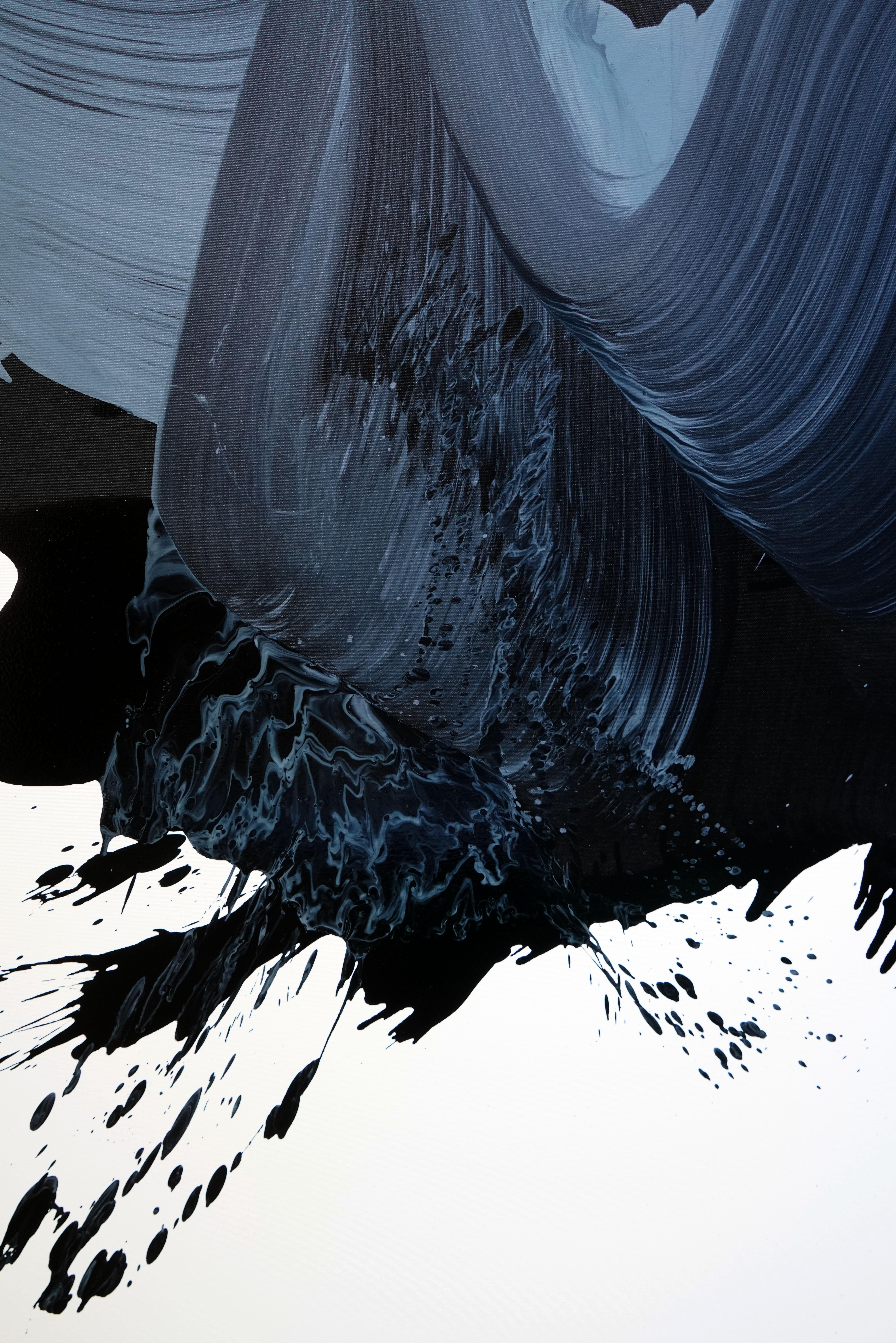 Blu-Nero - Serie Blobs - Espressione colorata, Pittura ad olio formato XXL in vendita 1