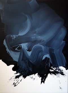 Blau-Schwarz – Serie Blüten – farbenfrohes Ölgemälde im XXL-Format