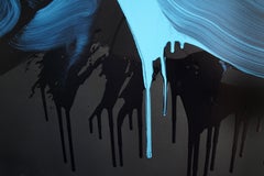 Azul sobre negro - Serie Blobs - Expresión colorista, Pintura al óleo en formato XL