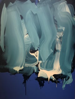 Série de blouses bleues - Expression colorée, peinture à l'huile au format XXL