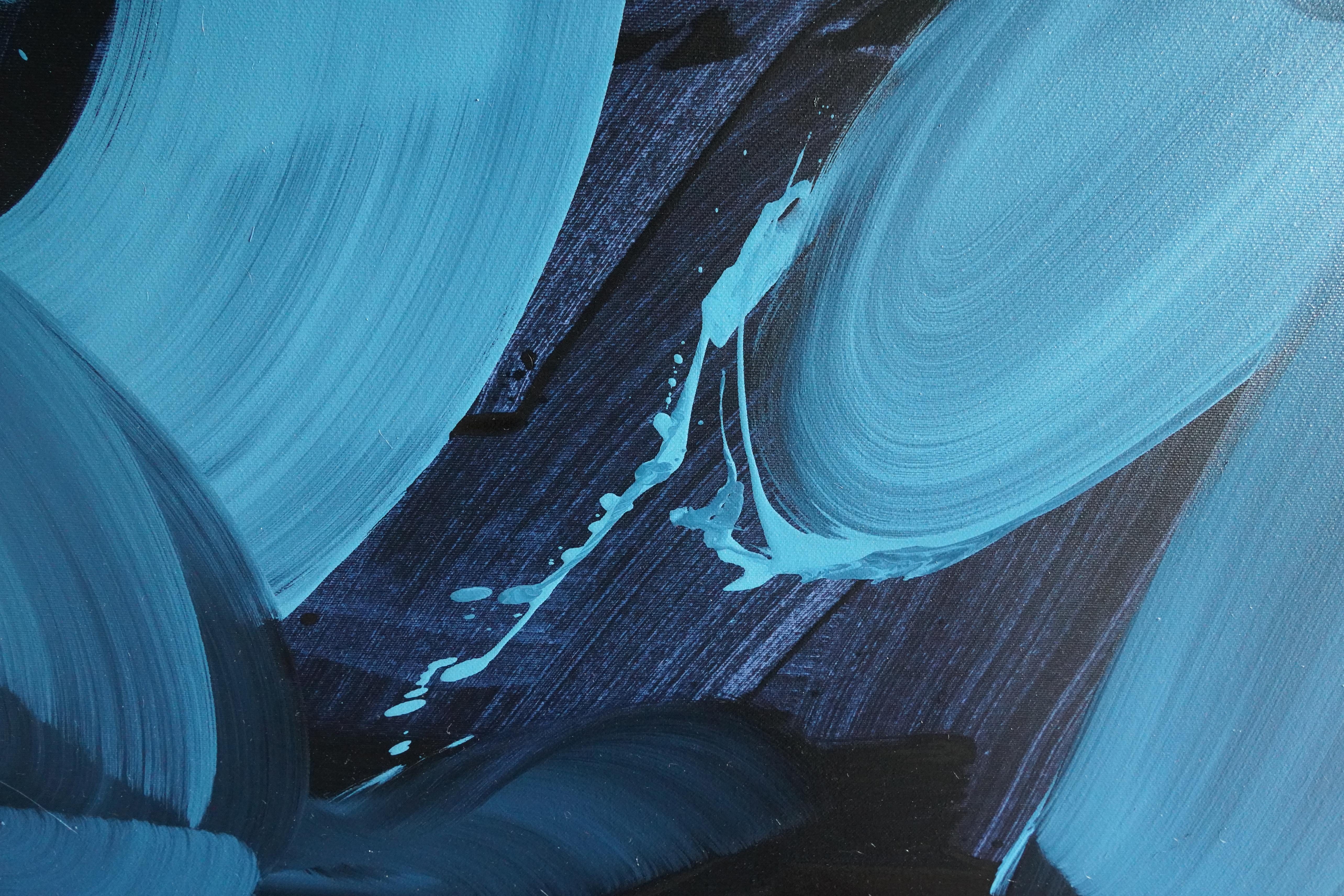 Bleu, Série de blouses - Peinture à l'huile moderne contemporaine, expression colorée - Painting de Grzegorz Radecki