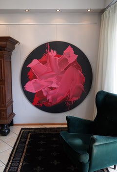 In a Black Circle -Series Blobs, Contemporary Oil Painting, Colourful Expression