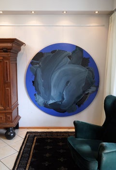 In a Blue Circle - Series Blobs, Contemporary Oil Painting, Colourful Expression