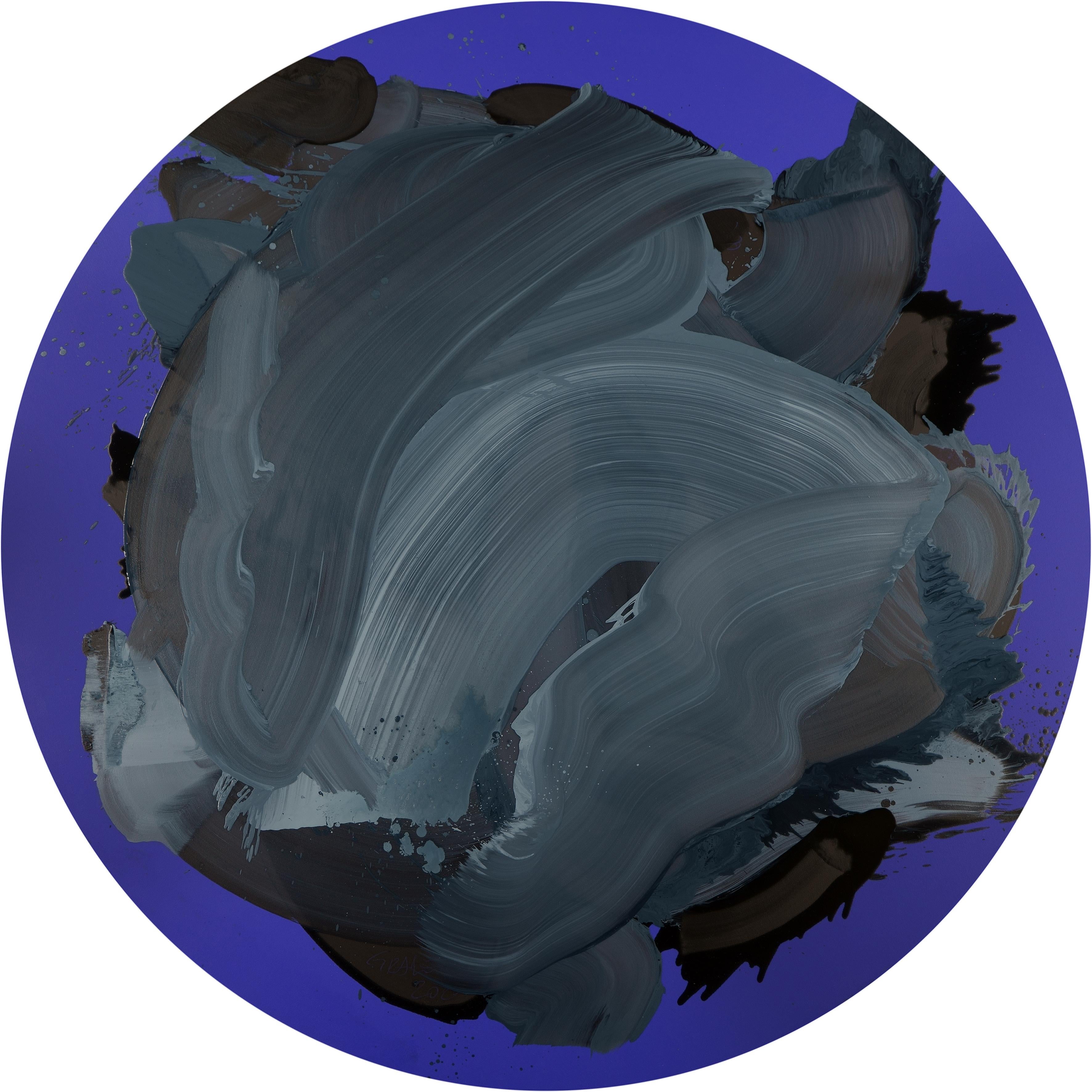 In un cerchio blu - Serie Blobs, Pittura a olio contemporanea, Espressione colorata