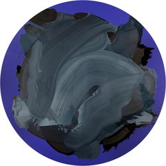 En un círculo azul - Serie Blobs, Pintura al óleo contemporánea, Expresión colorista