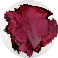 Dans un cercle blanc -Série Blobs, peinture à l'huile contemporaine, expression colorée