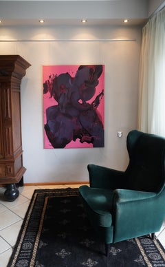 On The Pink 3 - Series Blobs - Contemporary Oil Painting, Colourful Expression