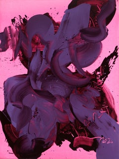 On The Pink 3 - Serie Blobs - Zeitgenössische Ölgemälde, Farbiger Ausdruck
