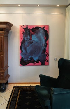 On The Pink - Series Blobs - Contemporary Oil Painting, Colourful Expression