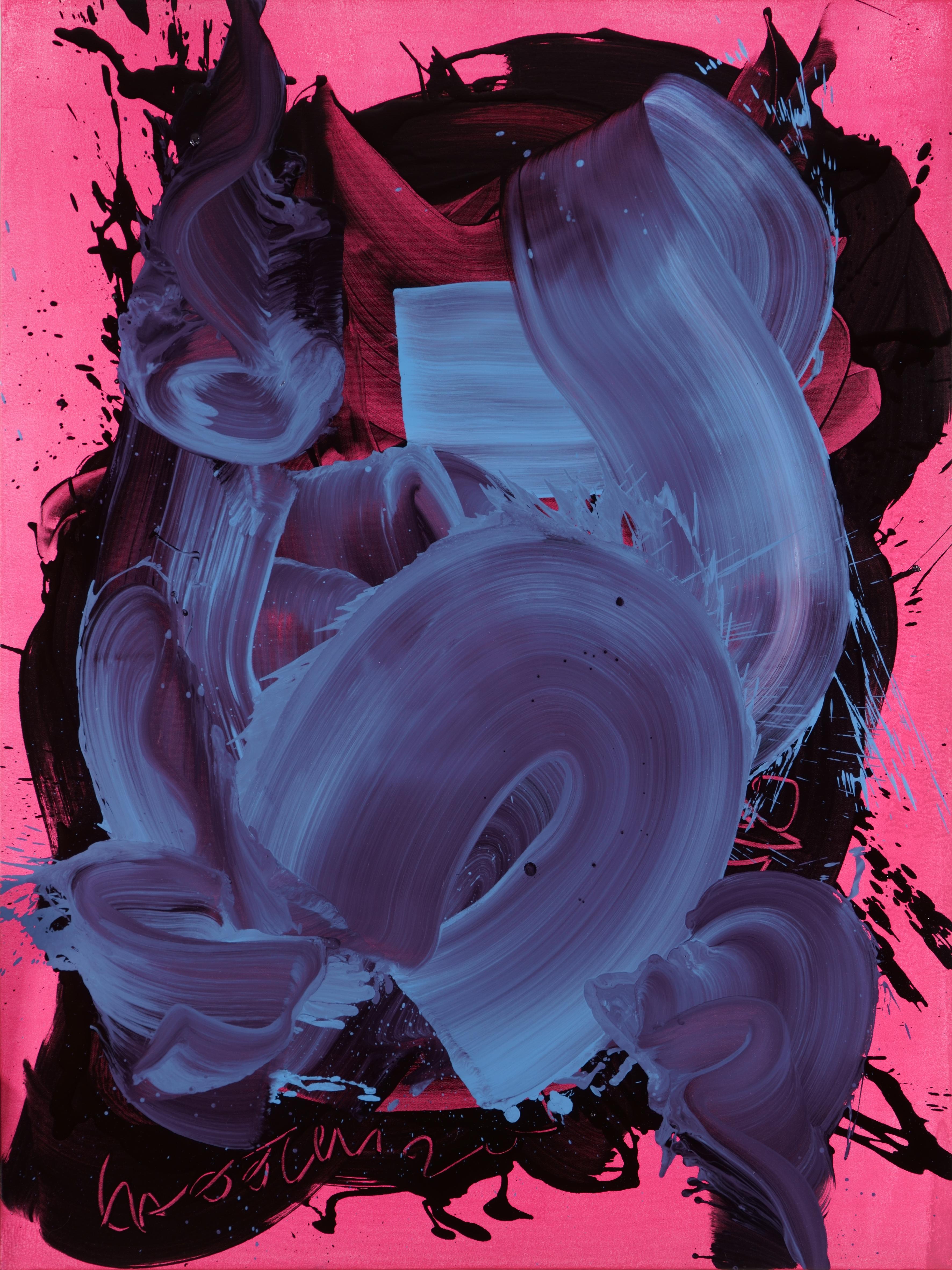 Grzegorz Radecki Abstract Painting - On The Pink - Series Blobs - Contemporary Oil Painting, Colourful Expression