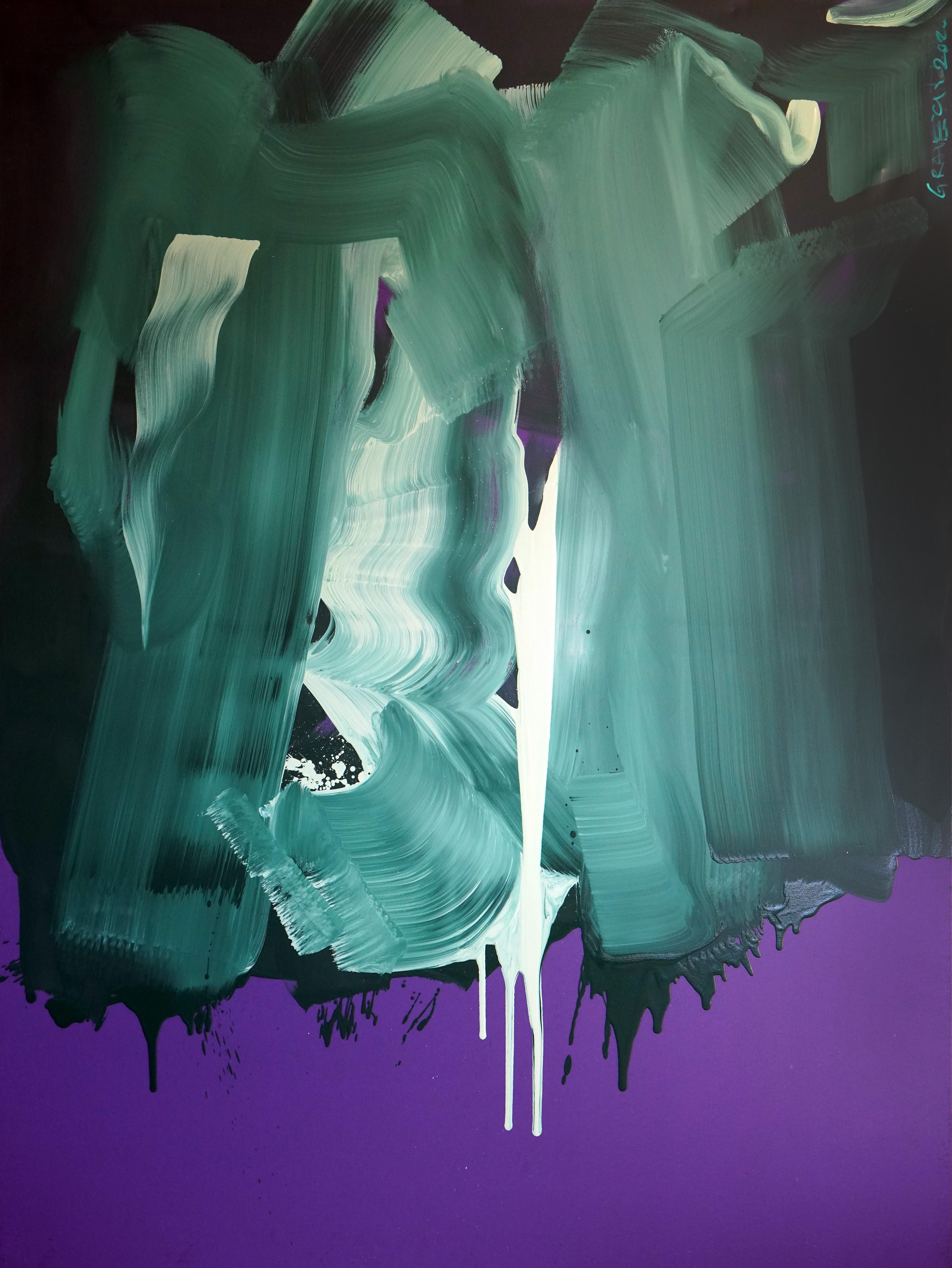 Abstract Painting Grzegorz Radecki - On The Violet - Série de blouses - Expression colorée, format XL, peinture à l'huile