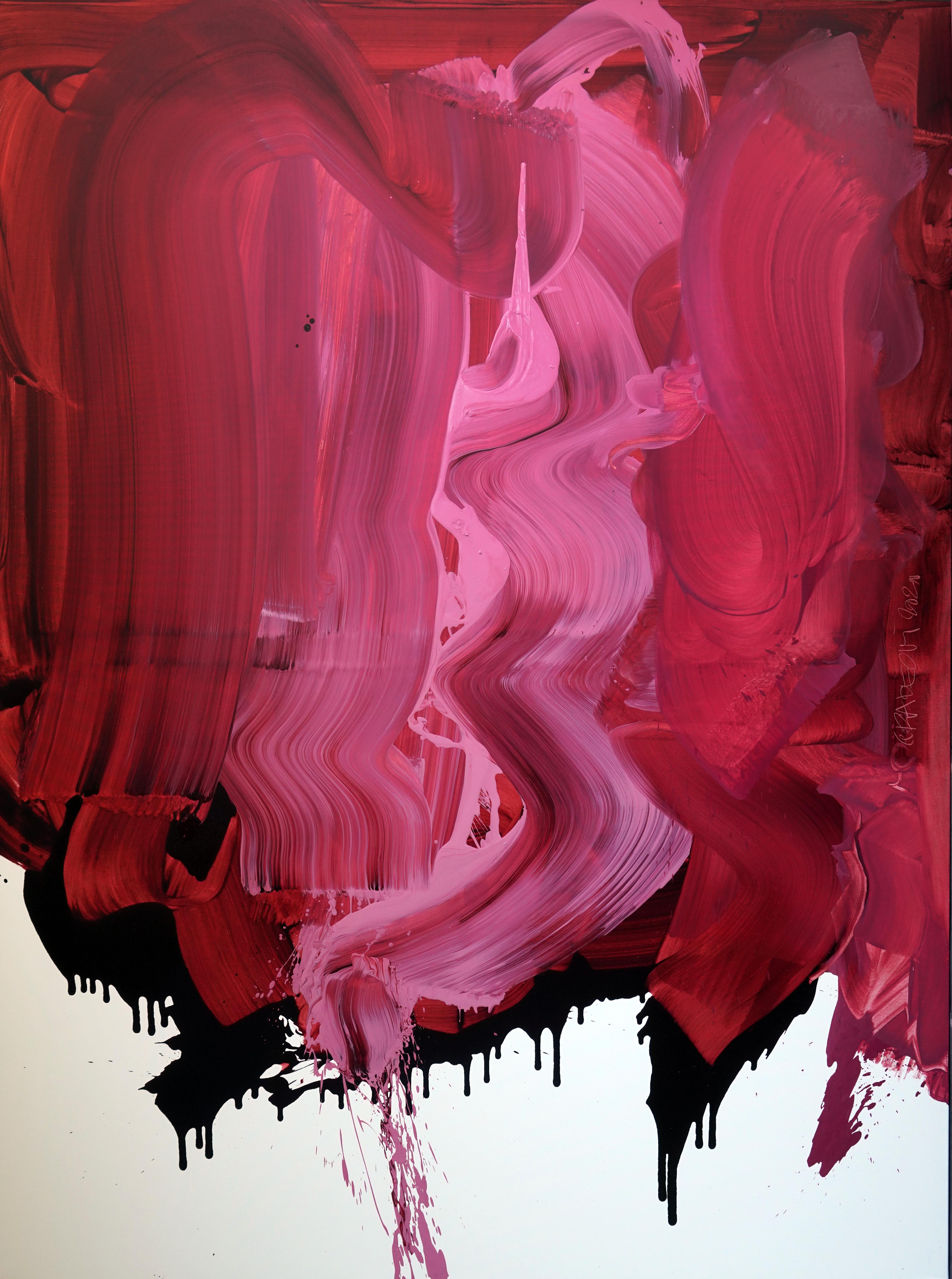 Pink  - Series Blobs - Colourful Expression, XXXL Format Oil Painting