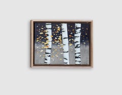 Autumn Birches  - Atmospheric Nature Painting, Framed