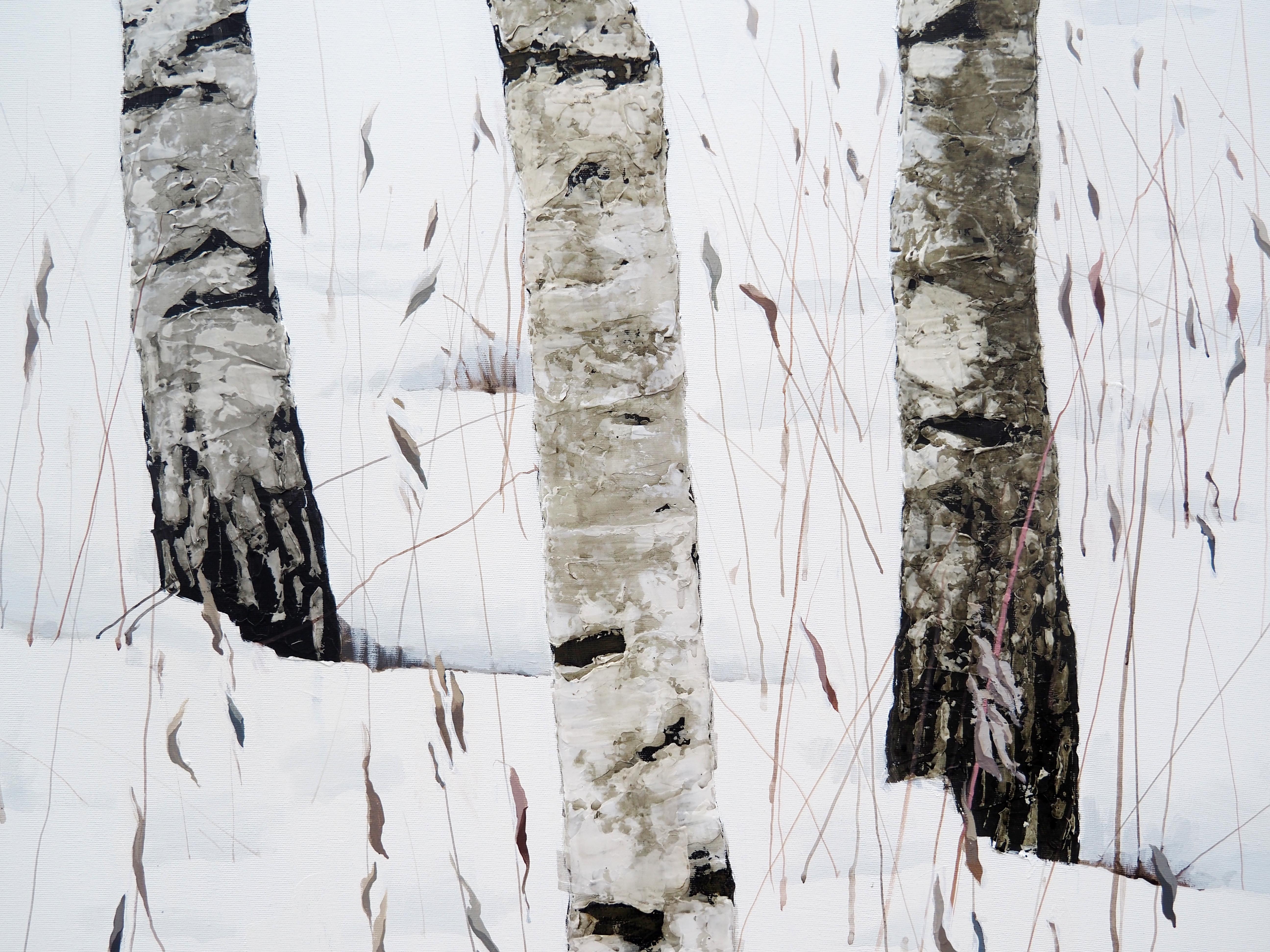It is possible to purchase the entire tryptych. Please see my other items and offers.

Birches IV, Part 2, acrylic, modeling paste on canvas

Please ask me about shipping costs because the system of 1stdibs calculates the total size of the
