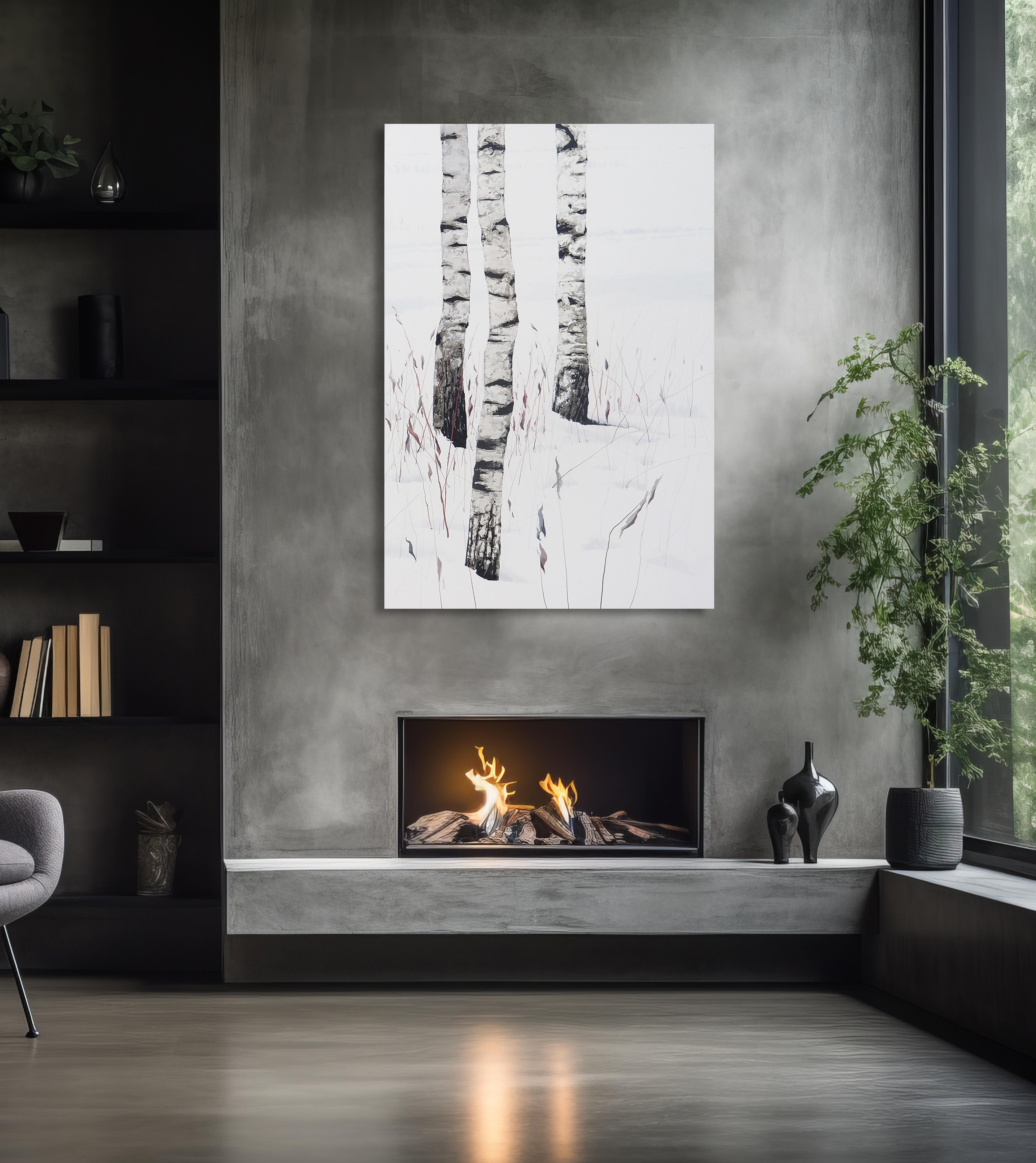 BIRCHES -  Part 3,  Contemporary Atmospheric  Landscape, Modern Painting For Sale 1