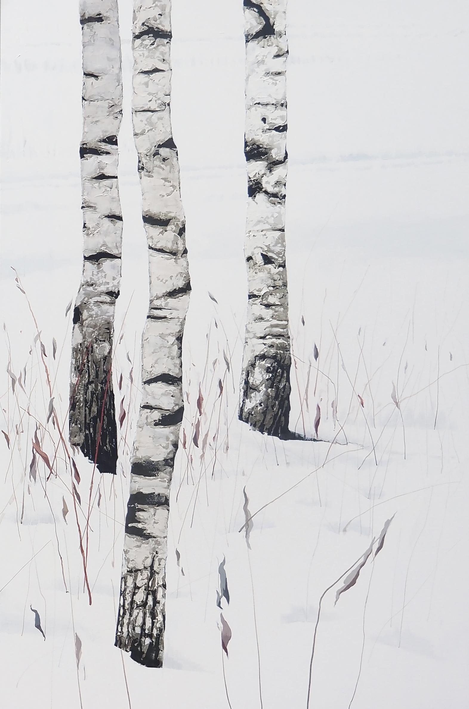 BIRCHES -  3  Atmosphérique Contemporary  Paysage, peinture moderne