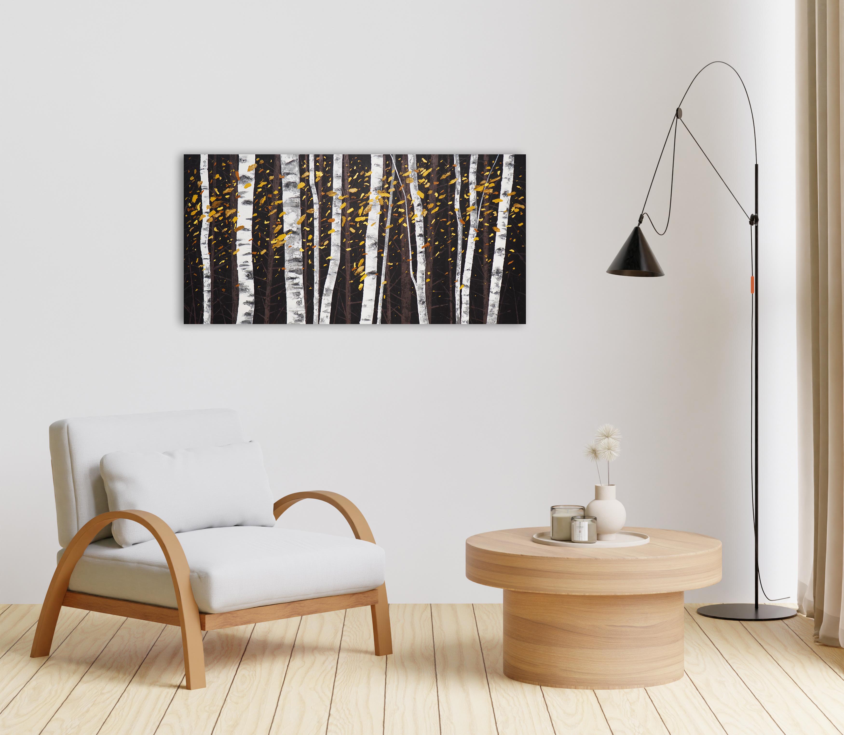 BIRCHES VI - Pittura d'atmosfera contemporanea e Nature moderne - Painting Contemporaneo di Grzegorz Wójcik