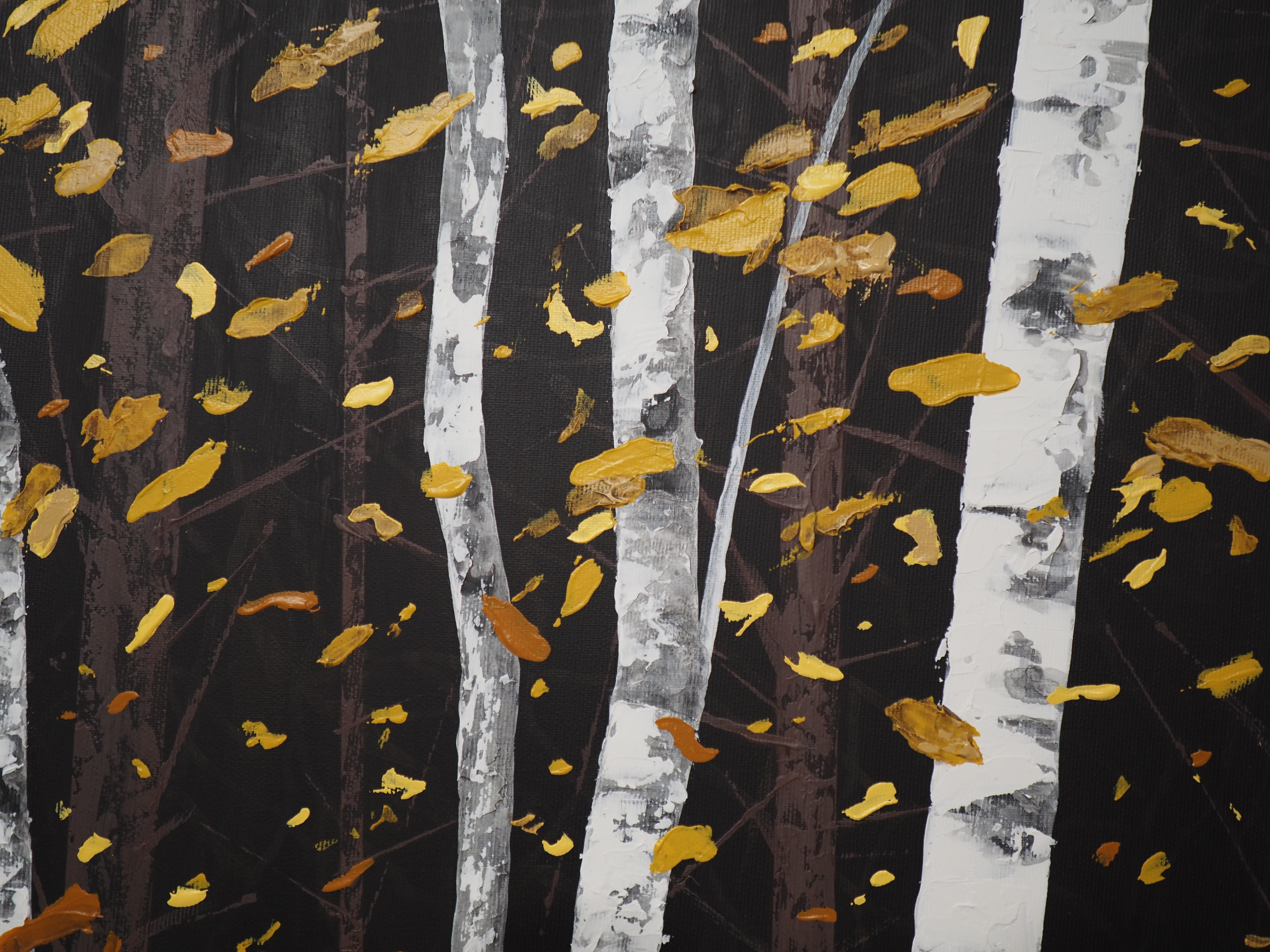 BIRCHES VI - Contemporary Atmospheric and Modern Nature Painting im Angebot 2